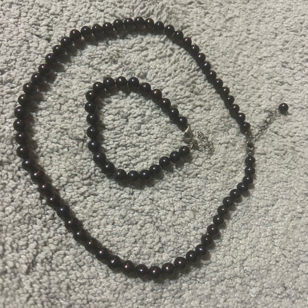 Black Pearl Choker and Bracelet
